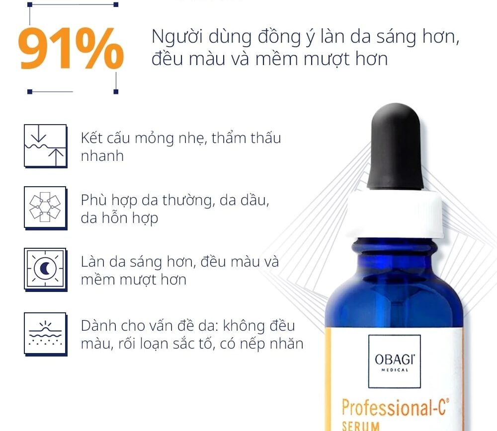 Công dụng Serum Vitamin C Obagi Professional-C 20%