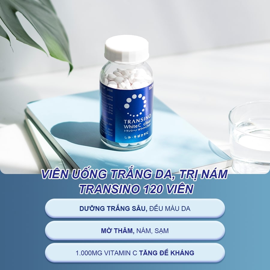 Công dụng Viên uống Transino White C Clear 120 viên