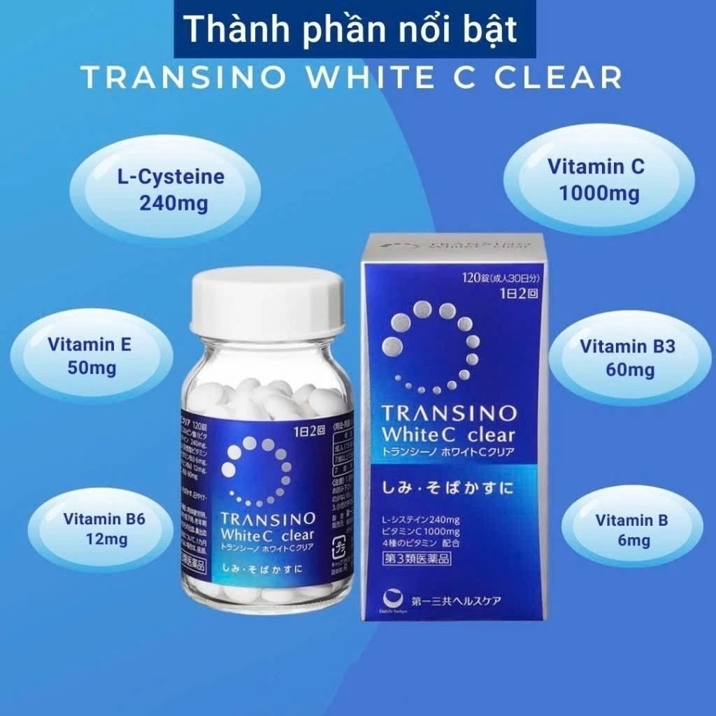 Thành phần Viên uống Transino White C Clear 120 viên