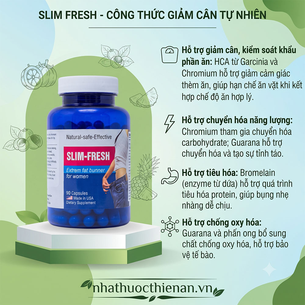 cong dung Slim Fresh ho tro giam can kiem soat khau phan tieu hoa