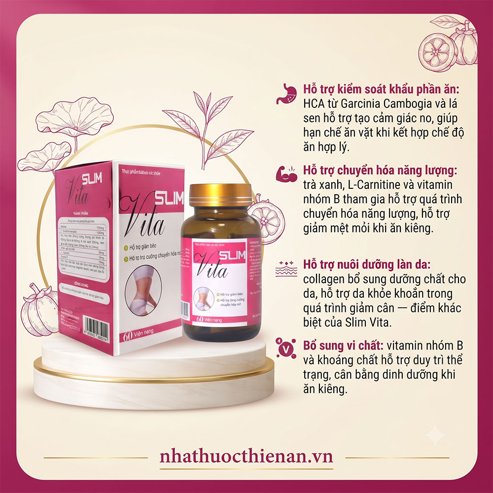 cong dung Slim Vita ho tro kiem soat khau phan chuyen hoa dep da