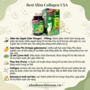 thanh phan Best Slim Collagen giam tao xoai chau Phi la sen phuc linh collagen