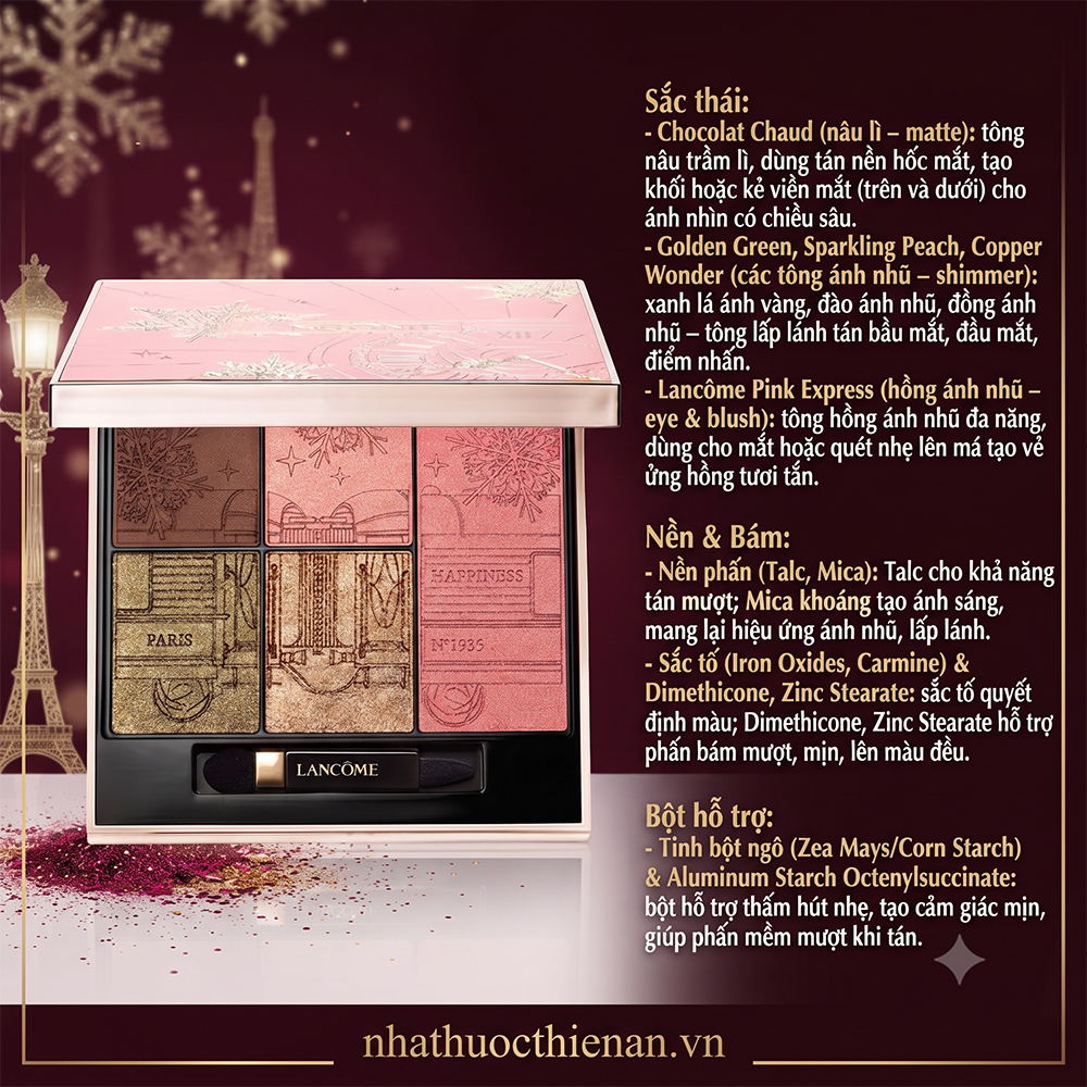 Lancome Holiday 2025 palette limited edition 5 o mau li anh nhu vo da vegan