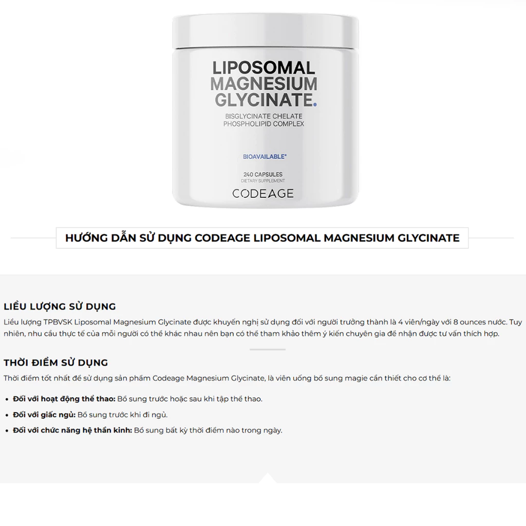 Magnesium glycinate cách sử dụng