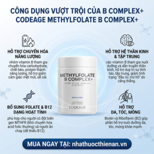cong dung Codeage Methylfolate B Complex ho tro nang luong than kinh giam met moi