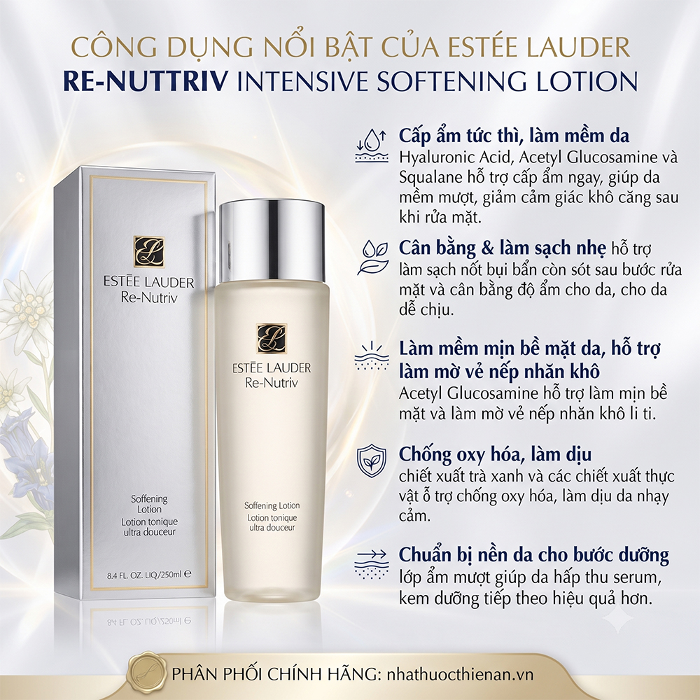 cong dung Estee Lauder Re-Nutriv Softening Lotion cap am lam mem can bang da kho