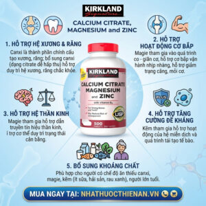 cong dung Kirkland Calcium Magnesium Zinc ho tro xuong rang co bap de khang