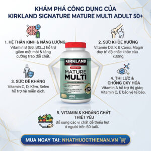 cong dung Kirkland Mature Multi 50 ho tro de khang xuong mat than kinh cho nguoi lon tuoi