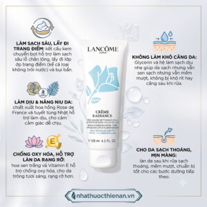 cong dung Lancome Creme Radiance lam sach sau lay trang diem khong kho cang