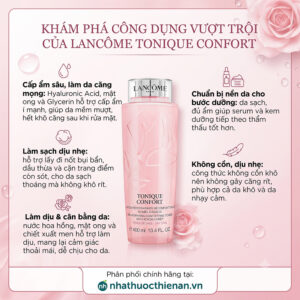 cong dung Lancome Tonique Confort cap am lam sach diu nhe can bang da kho