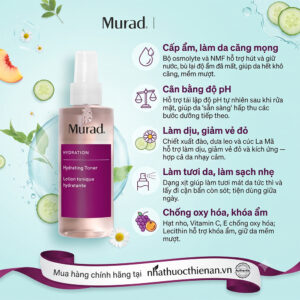 cong dung Murad Hydrating Toner cap am can bang pH lam diu da