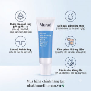 cong dung Murad Oil Pore Control Mattifier chong nang kiem dau lam mo lo chan long