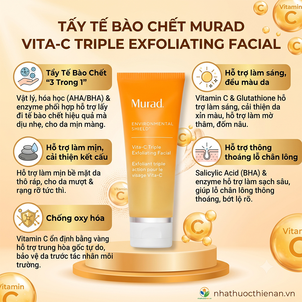 cong dung Murad Vita-C Triple Exfoliating tay te bao chet lam sang min da