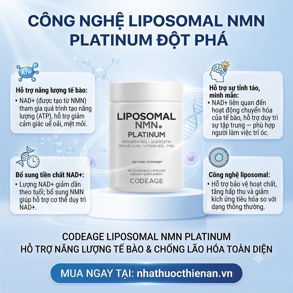 cong dung NMN Platinum Codeage ho tro nang luong te bao tinh tao