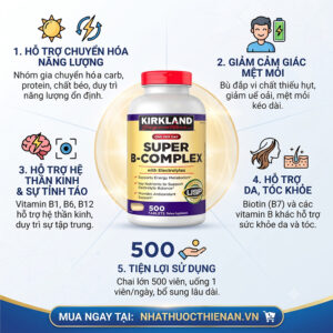 cong dung Vitamin B Kirkland Super B-Complex ho tro nang luong giam met moi than kinh