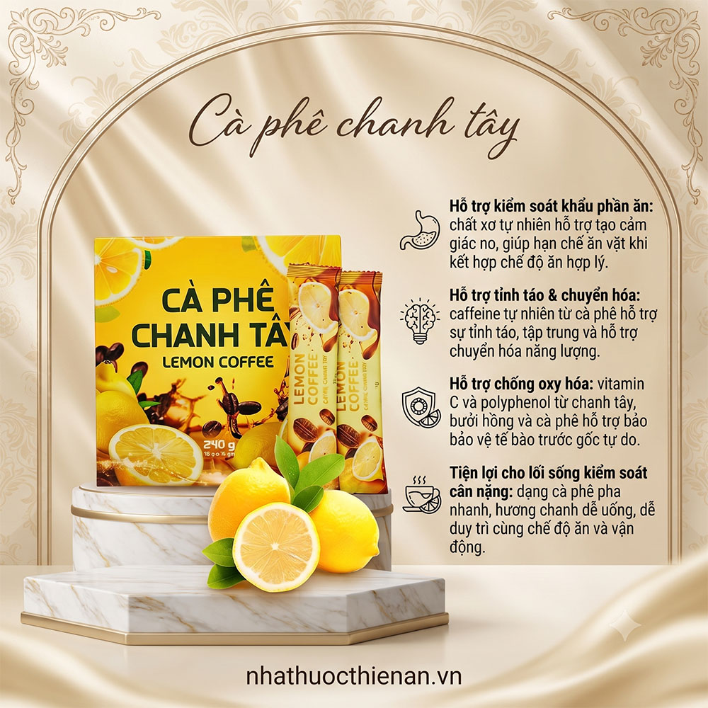cong dung ca phe Lemon Coffee ho tro cam giac no kiem soat khau phan tinh tao