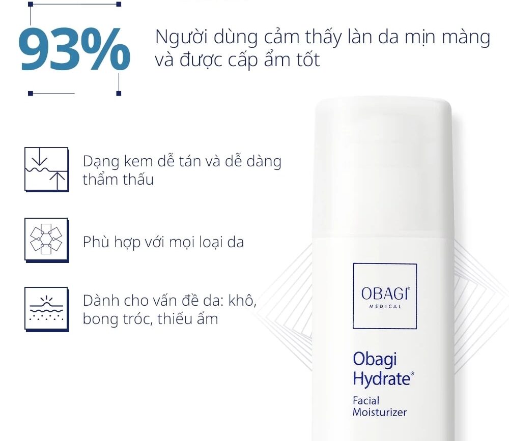 Công dụng Kem dưỡng ẩm Obagi Hydrate Facial Moisturizer 48g