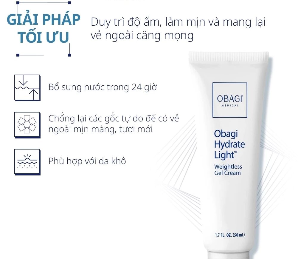 Công dụng Kem dưỡng ẩm Obagi Hydrate Light Weightless Gel Cream