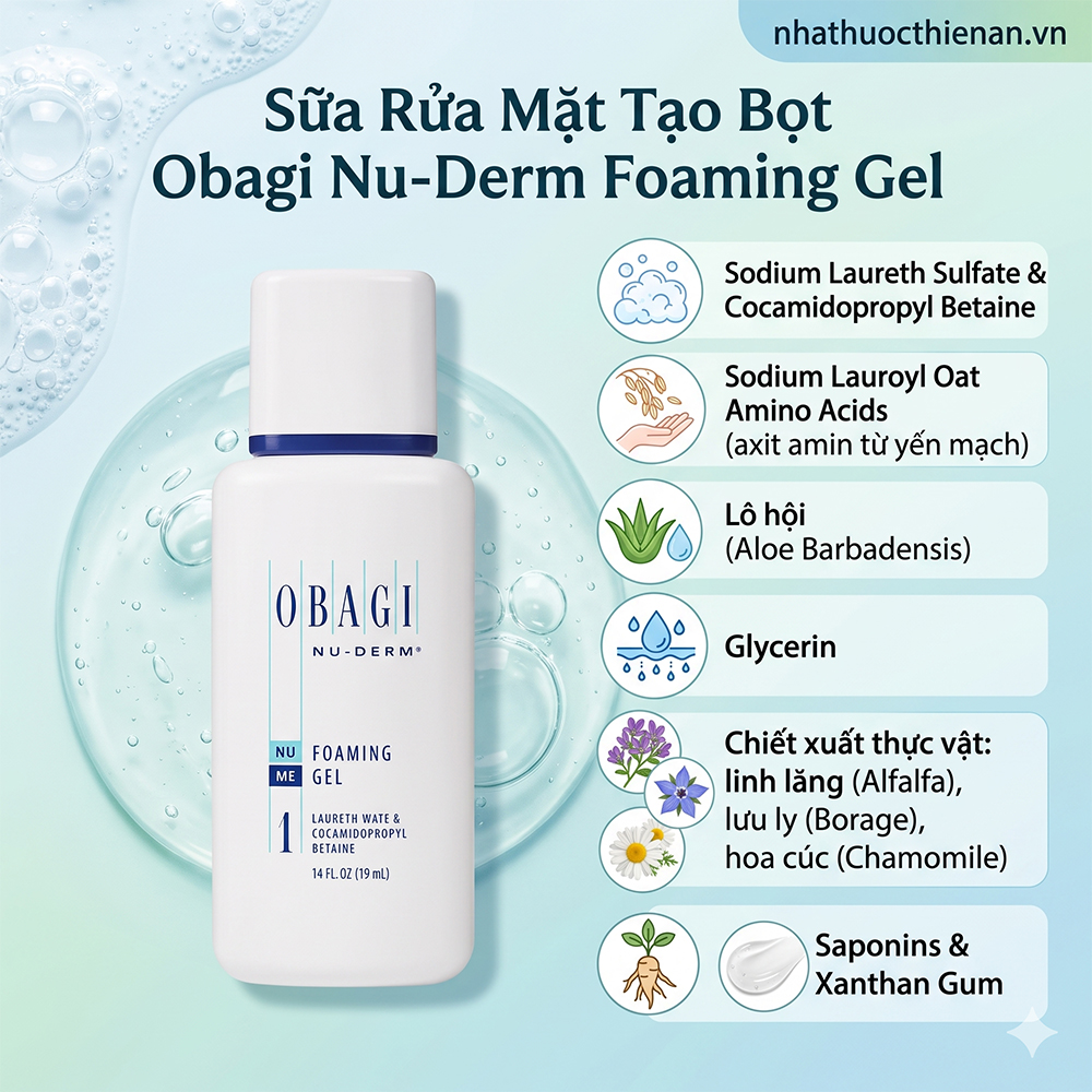 cong dung sua rua mat Obagi Foaming Gel lam sach sau da dau