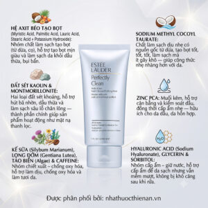 thanh phan Estee Lauder Perfectly Clean dat set kaolin montmorillonite zinc pca hyaluronic