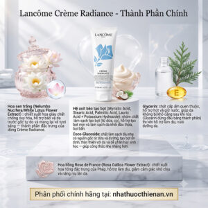 thanh phan Lancome Creme Radiance hoa sen trang rose de france glycerin vitamin E