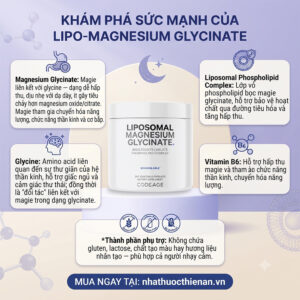 thanh phan Magie Codeage magnesium glycinate glycine vitamin B6 liposomal