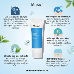 thanh phan Murad Clarifying Cleanser salicylic 1.5% dang kep tra xanh