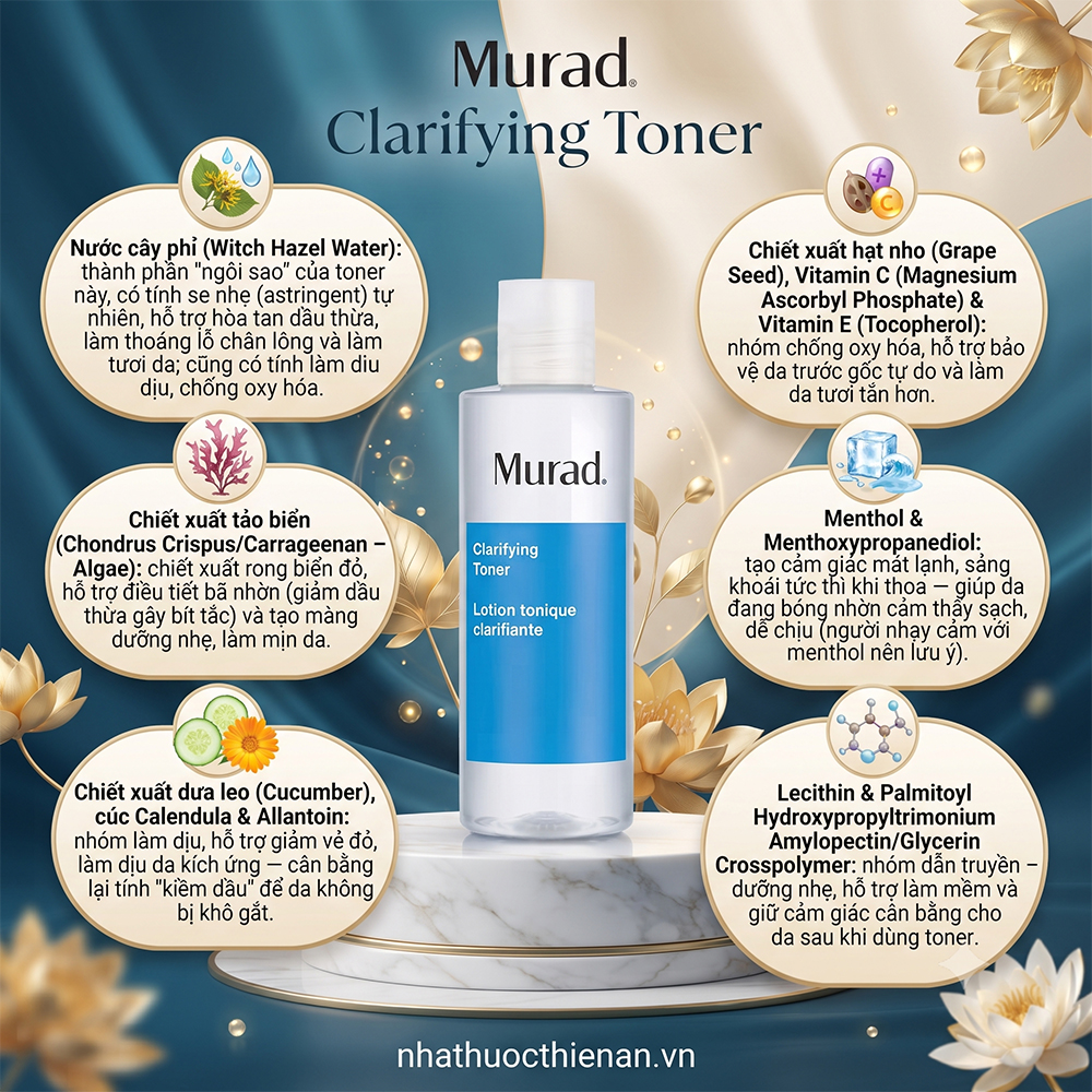 thanh phan Murad Clarifying Toner witch hazel tao bien dua leo vitamin C