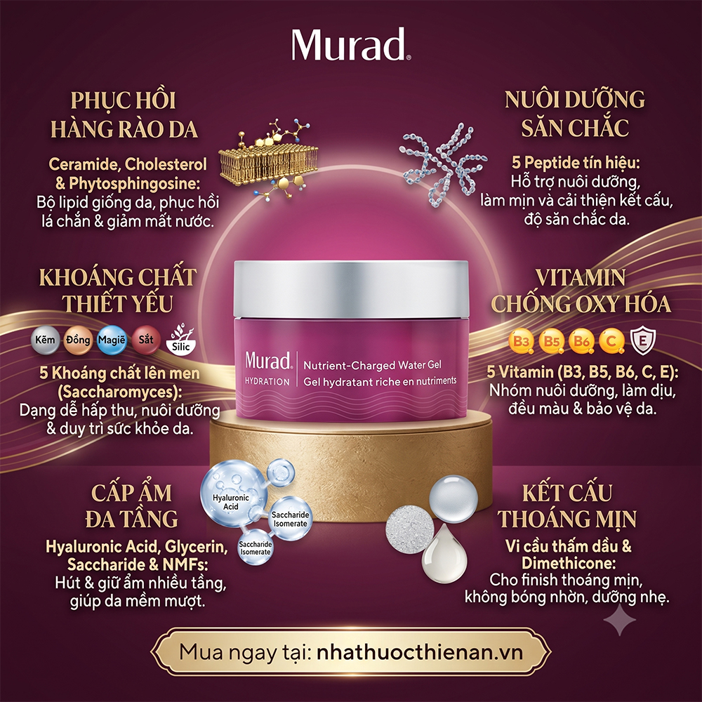 thanh phan Murad Nutrient-Charged Water Gel vitamin khoang peptide ceramide
