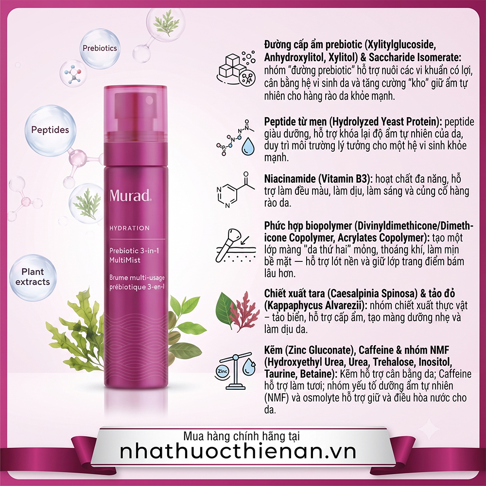 thanh phan Murad Prebiotic MultiMist duong prebiotic peptide men niacinamide biopolymer