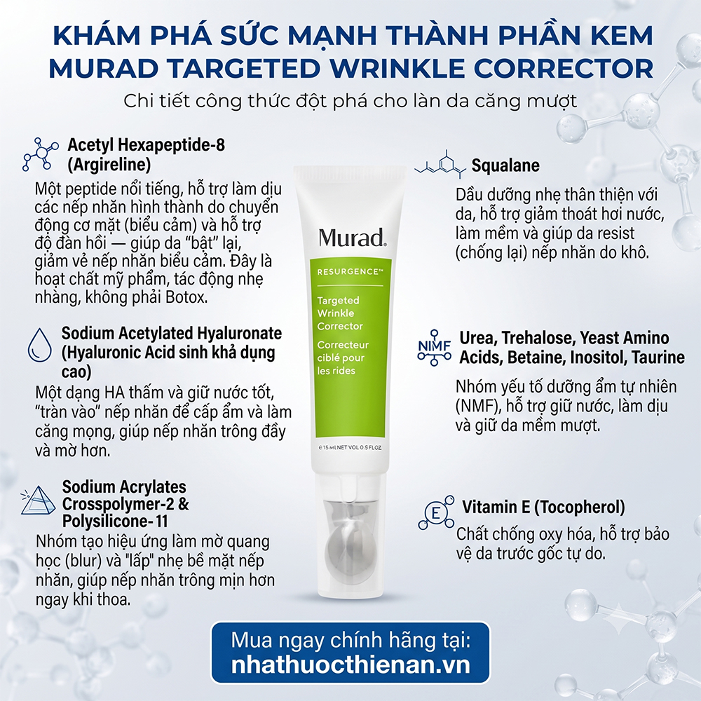 thanh phan Murad Targeted Wrinkle Corrector acetyl hexapeptide hyaluronic acid