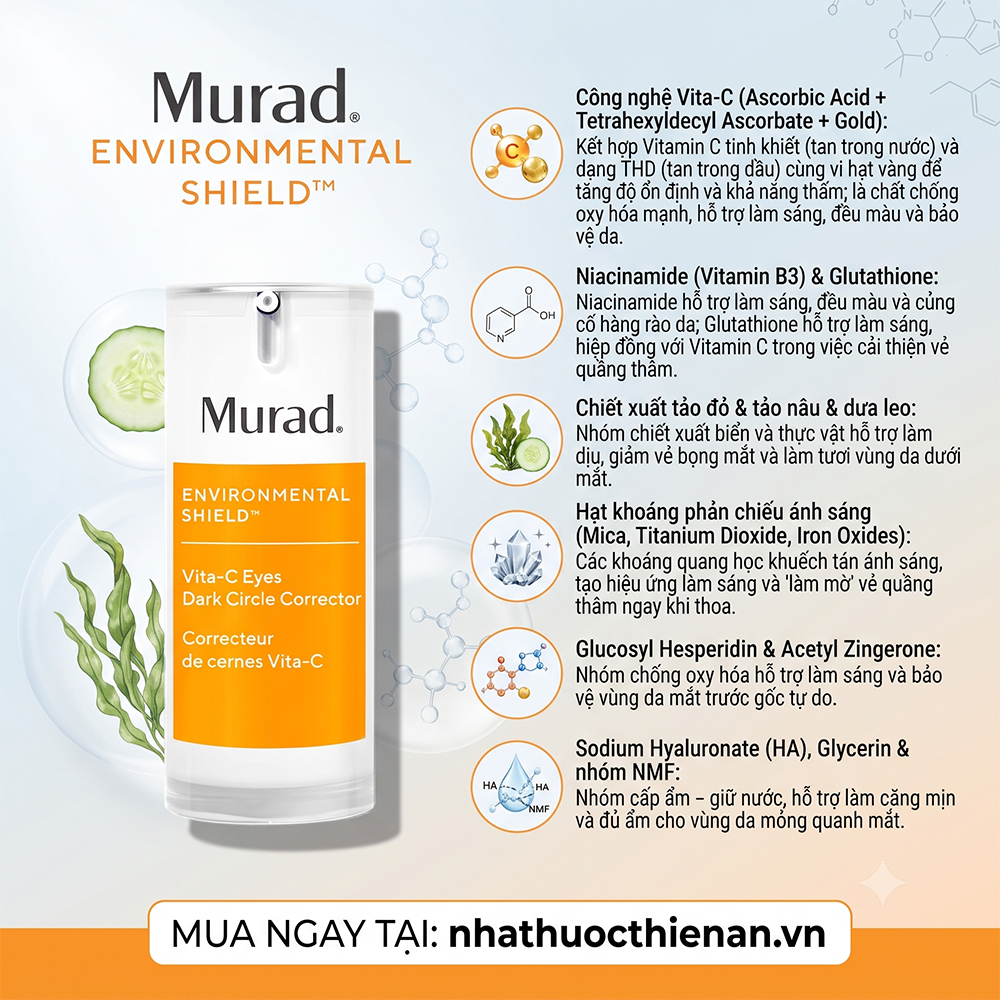 thanh phan Murad Vita-C Eyes vitamin C niacinamide glutathione tao bien