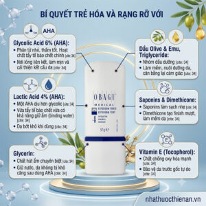 thanh phan Obagi Exfoderm Forte glycolic acid lactic acid AHA