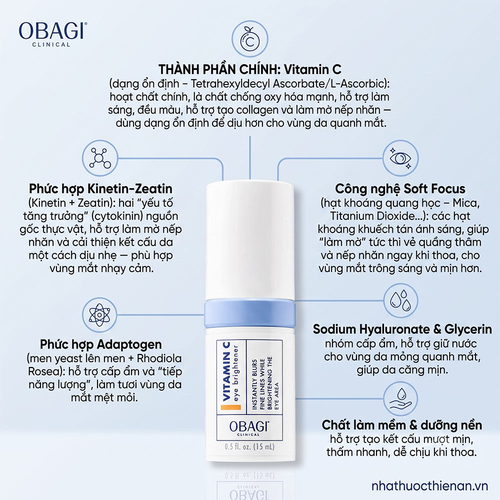 thanh phan Obagi Professional-C Eye Brightener vitamin C kinetin zeatin soft focus