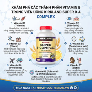 thanh phan Vitamin B Kirkland Super B-Complex B1 B2 B3 B5 B6 B7 B9 B12