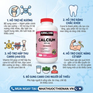 thanh phan canxi Kirkland Calcium 600mg nguyen to Vitamin D3