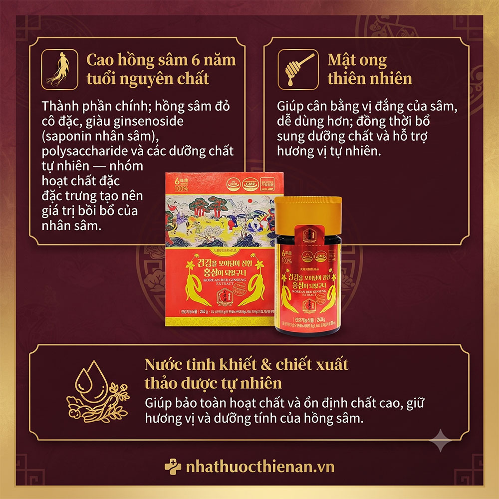 thanh phan cao hong sam Daedong hong sam do 6 nam tuoi mat ong ginsenoside