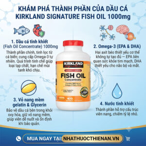 thanh phan dau ca Kirkland Fish Oil 1000mg omega-3 EPA DHA vien nang mem