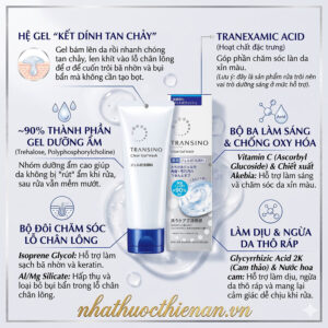 thanh phan gel rua mat Transino Clear Gel Wash tranexamic acid cam thao vitamin C