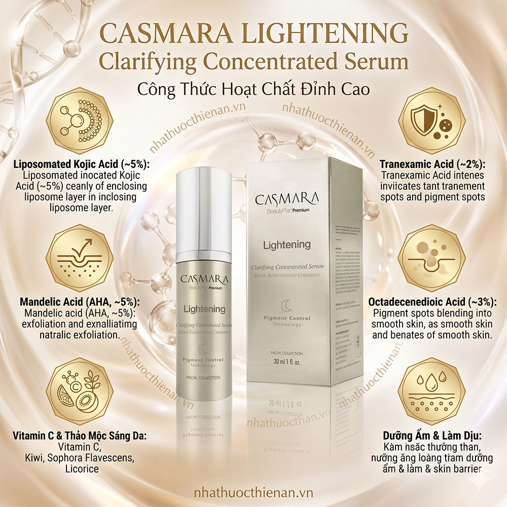 thanh phan serum Casmara Clarifying kojic acid tranexamic mandelic acid