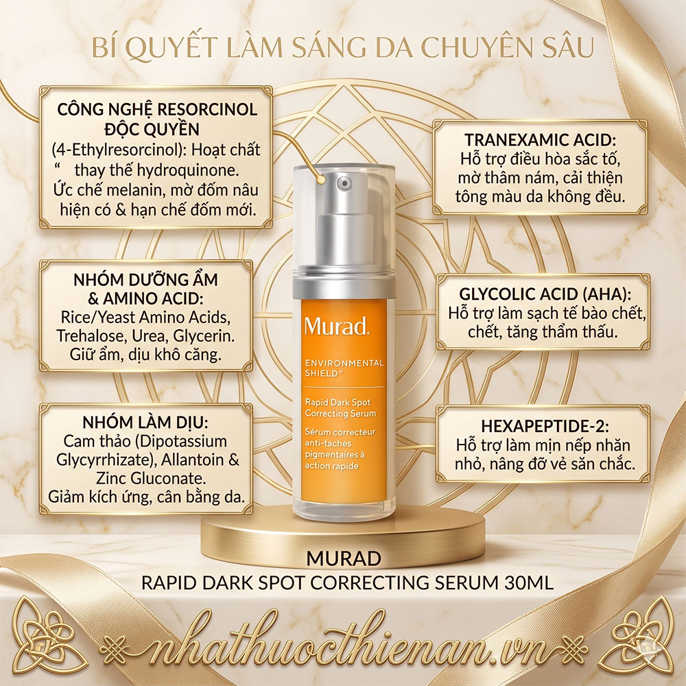 thanh phan serum Murad Rapid Dark Spot resorcinol tranexamic glycolic acid