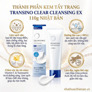 thanh phan tay trang Transino Clear Cleansing tranexamic acid cam thao vitamin C