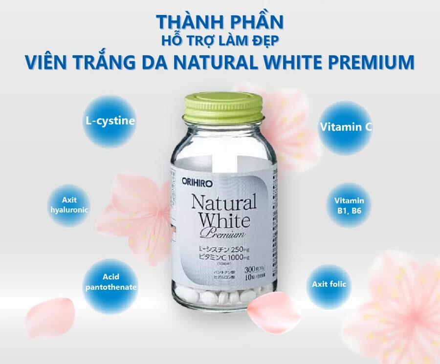 Thành phần Viên uống trắng da Natural White Premium Orihiro