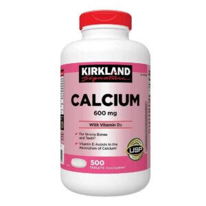 Viên uống canxi Kirkland Signature Calcium 600mg + Vitamin D3 500 viên – Hỗ trợ xương khớp chắc khỏe mỗi ngày