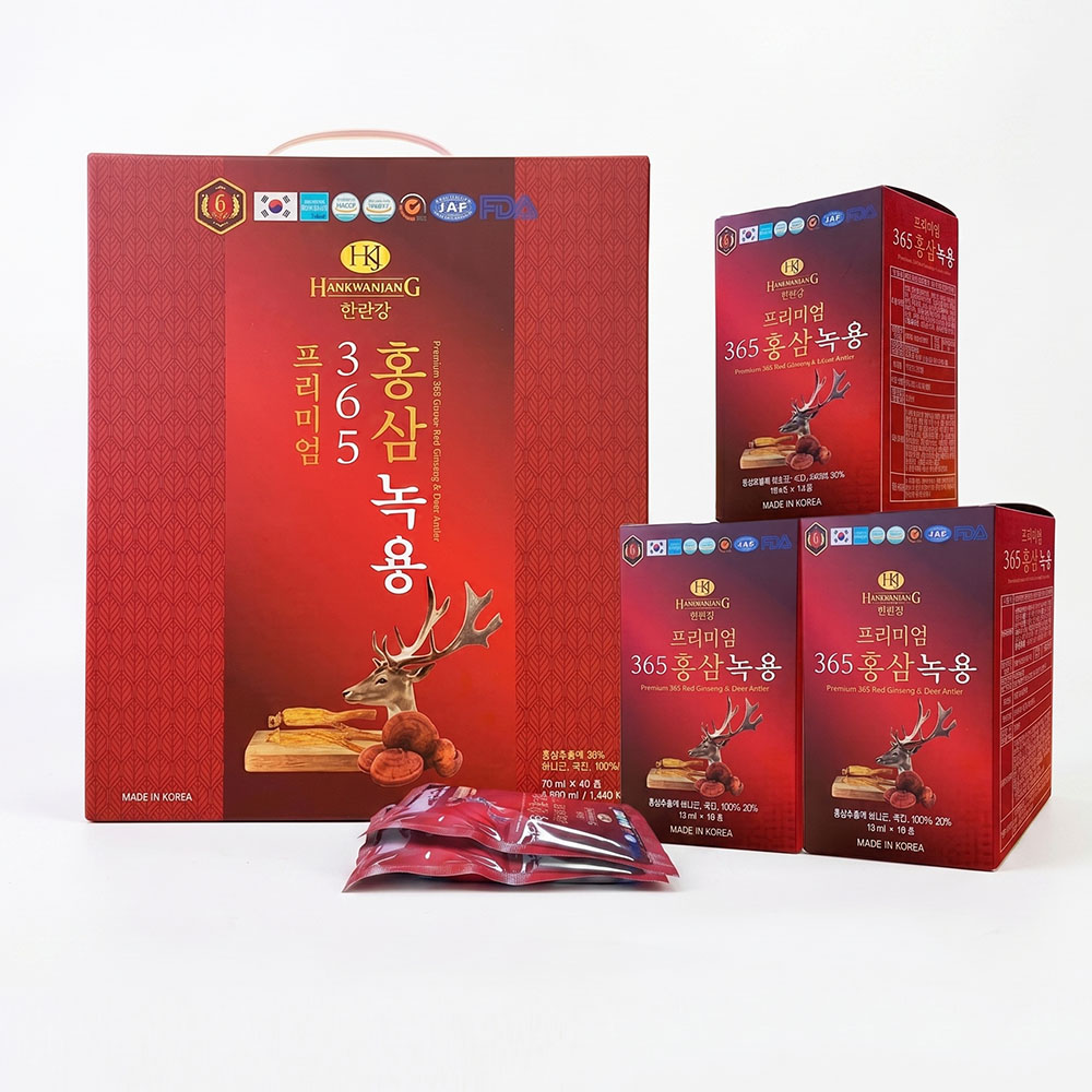 Nước Hồng Sâm Nhung Hươu Linh Chi 365 Hàn Quốc (Hộp 60 gói x 70ml)