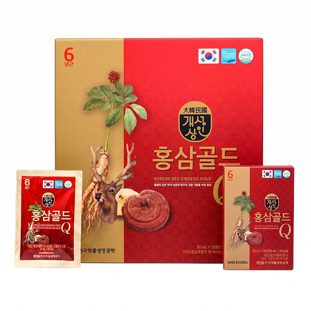 Nước Hồng Sâm Nhung Hươu Linh Chi Gold Q Hàn Quốc (Hộp 30 gói x 50ml)