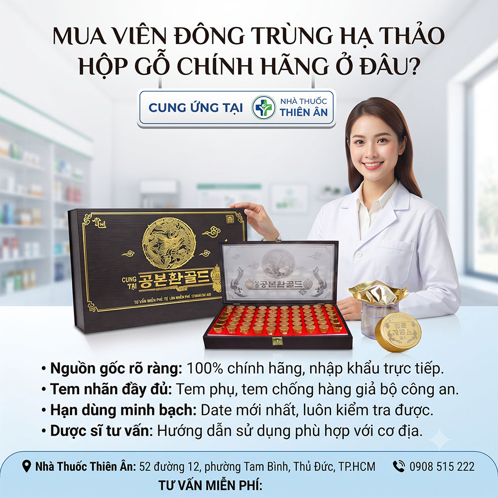 Mua Viên đông trùng hạ thảo hộp gỗ chính hãng ở đâu