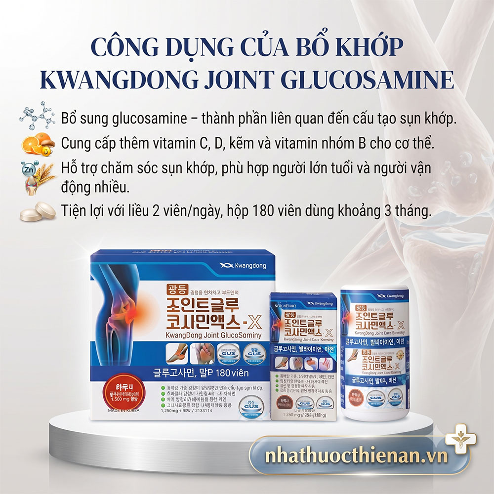 bo khop kwangdong glucosamine vitamin c d kem ho tro sun khop