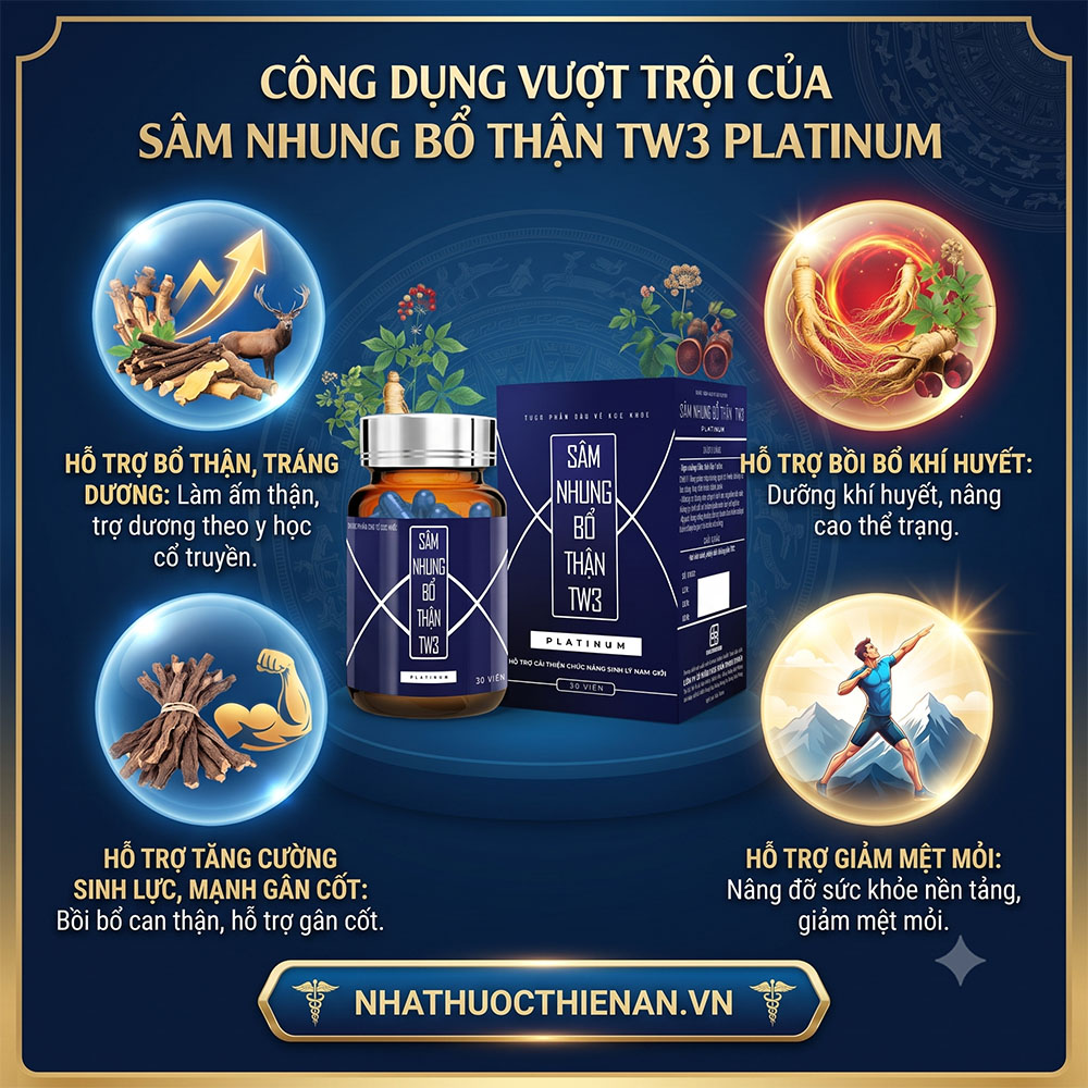 cong dung Sam Nhung Bo Than TW3 Platinum bo than trang duong khi huyet
