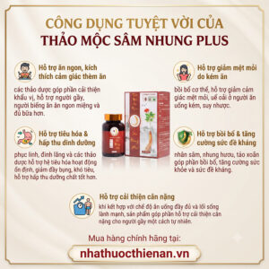 cong dung Sam Nhung Plus ho tro an ngon giam met moi tieu hoa cai thien can nang